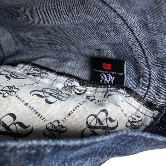 Vintage Rock & Republic Studded Embroidered Jeans Size 32 FLOYD Blue - Picture 6 of 6